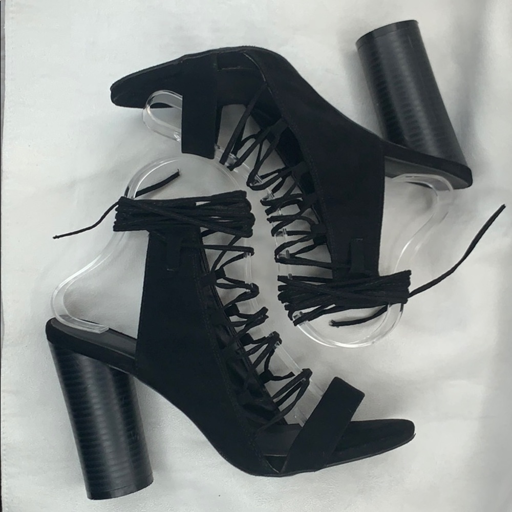 Open Toe Heel Lace-up Heel Sandal